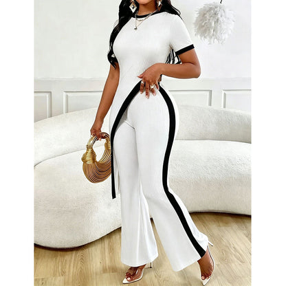 Conjunto de camiseta de manga corta y pantalones acampanados para mujer