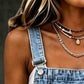Vestido midi tipo peto de vaquero sin mangas para mujer