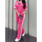 Conjunto de dos piezas informal para mujer, con detalles a rayas