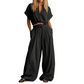 🔥Novedades ahora en oferta: conjunto de verano para mujer, holgado y liso, con botones
