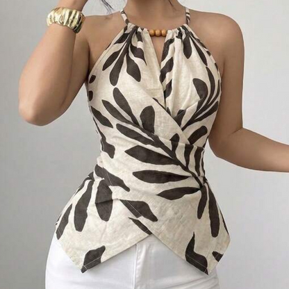 ⌛Oferta por tiempo limitado: top sin mangas con estampado y cuello halter para mujer