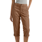 WPantalones capri de mujer de color liso; pantalones ligeros de mezcla de tejidos de primera calidad