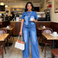 Conjunto de dos piezas de mujer: camiseta y pantalones vaqueros informales