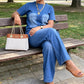 Conjunto de dos piezas de mujer: camiseta y pantalones vaqueros informales