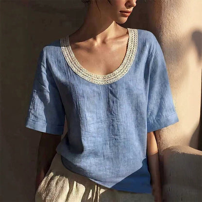 👚 ¡AHORA CON UN 50 % DE DESCUENTO! 🌸 Blusa de verano de encaje vintage: encaje delicado y corte holgado; perfecta para los días cálidos, looks románticos u ocasiones especiales; femenina, ligera y versátil 🌿✨