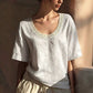 👚 ¡AHORA CON UN 50 % DE DESCUENTO! 🌸 Blusa de verano de encaje vintage: encaje delicado y corte holgado; perfecta para los días cálidos, looks románticos u ocasiones especiales; femenina, ligera y versátil 🌿✨