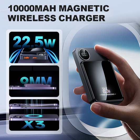 🔋✨Cargador Magnético Profesional para Viajeros y Profesionales 🧲 | Cable 22,5W e Inalámbrico 15W | 10.000 mAh | Envío Rápido💥