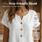 Camiseta informal de mujer con cuello en V y botones