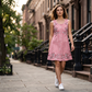 Vestido sin mangas de mujer con estampado floral y botones