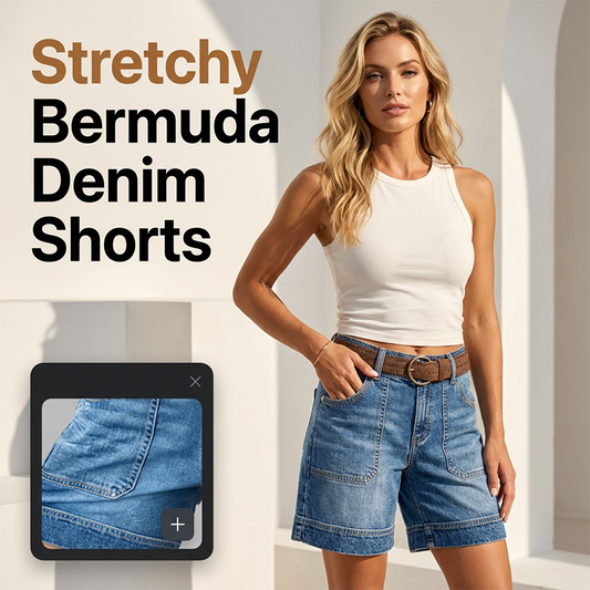 👖✨ Shorts Bermuda Mezclilla Mujer – Tiro Medio, Bolsillos Funcionales y Look Casual Perfecto 🌞👜