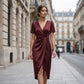 🔥Novedades y ofertas especiales: vestido cruzado asimétrico de manga corta y cuello en V para mujer