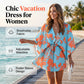 Vestido de verano para mujer con cuello en V, mangas con volantes y cordón ajustable