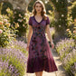 Vestido largo de mujer de estilo vintage con cuello en V y estampado floral
