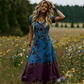 Vestido largo de mujer de estilo vintage con cuello en V y estampado floral