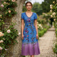 Vestido largo de mujer de estilo vintage con cuello en V y estampado floral