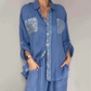 🔥Oferta especial: 50 % de descuento🔥 Conjunto de camisa de lentejuelas y pantalones de pierna ancha para mujer