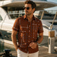 📢📢 ¡50% DE DESCUENTO !! ⏰ Camisa de botones de corte holgado con estampado geométrico para hombre