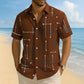 📢📢 ¡50% DE DESCUENTO !! ⏰ Camisa de botones de corte holgado con estampado geométrico para hombre