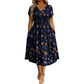 🌸 Robe fleurie à col en V avec nœud à la taille : élégante et décontractée, idéale pour toutes les occasions