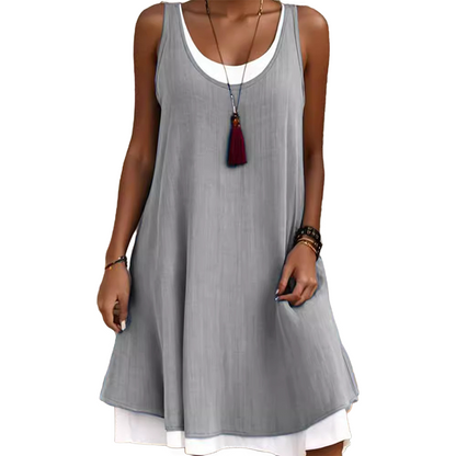 Vestido sin mangas de mujer falso de dos piezas
