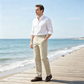 Pantalones casuales ajustados para hombre con cintura elástica