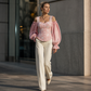 🔥⏰ ¡OFERTA 50% OFF! 👚 Top Elegante para Mujer con Hombros Descubiertos – Jacquard Floral, Corte Corsé y Mangas Abullonadas ✨