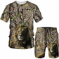 ⏰🔥 ¡OFERTA 50% OFF! 🐯👕 Conjunto de 2 Piezas para Hombre – Camiseta + Pantalón Corto con Estampado 3D de Animales, Fresco, Cómodo y Llamativo