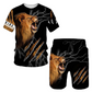 ⏰🔥 ¡OFERTA 50% OFF! 🐯👕 Conjunto de 2 Piezas para Hombre – Camiseta + Pantalón Corto con Estampado 3D de Animales, Fresco, Cómodo y Llamativo