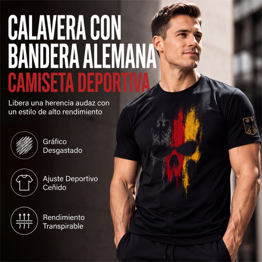 Camiseta de hombre con diseño de calavera y bandera alemana