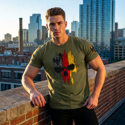 Camiseta de hombre con diseño de calavera y bandera alemana