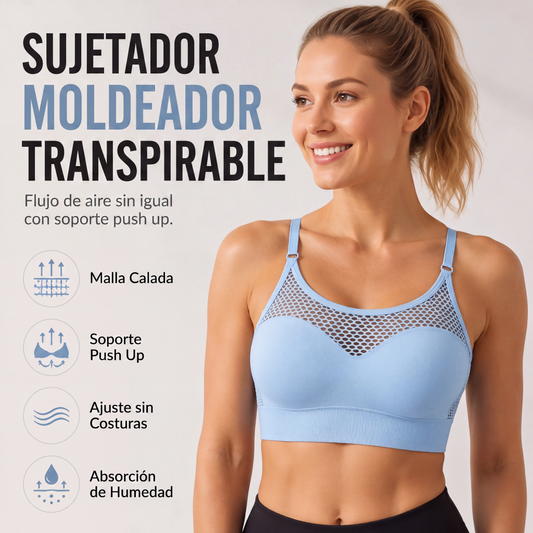Sujetador deportivo push up de malla hueca para mujer