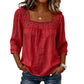 Blusa para mujer con encaje y croché, escote cuadrado