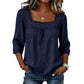 Blusa para mujer con encaje y croché, escote cuadrado