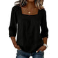 Blusa para mujer con encaje y croché, escote cuadrado