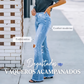 Jeans acampanados desgastados de talle alto para mujer