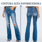 Jeans acampanados desgastados de talle alto para mujer