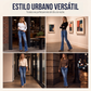 Jeans acampanados desgastados de talle alto para mujer