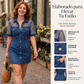 Vestido vaquero mini de encaje transparente para mujer de moda