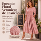 Vestido estampado floral con fruncidos para mujer