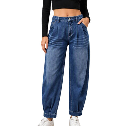 Pantalones vaqueros harem de cintura alta para mujer