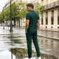 Conjunto de camiseta de manga corta y pantalones de punto gofre para hombre
