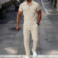 Conjunto de camiseta de manga corta y pantalones de punto gofre para hombre