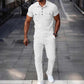 Conjunto de camiseta de manga corta y pantalones de punto gofre para hombre