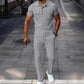 Conjunto de camiseta de manga corta y pantalones de punto gofre para hombre