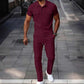 Conjunto de camiseta de manga corta y pantalones de punto gofre para hombre