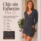 Vestido de punto acanalado con cremallera frontal para mujer
