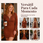 Vestido de punto acanalado con cremallera frontal para mujer