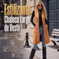 Chaqueta larga elegante sin mangas con frente abierto para mujer