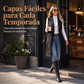 Chaqueta larga elegante sin mangas con frente abierto para mujer