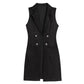 Chaqueta larga elegante sin mangas con frente abierto para mujer